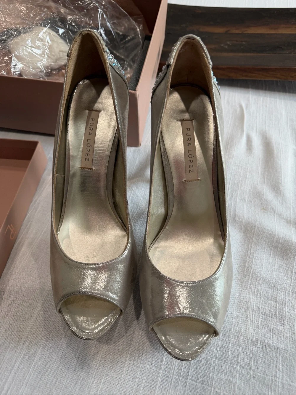 Pura López Women sparkle pumps  — Dusty Rose